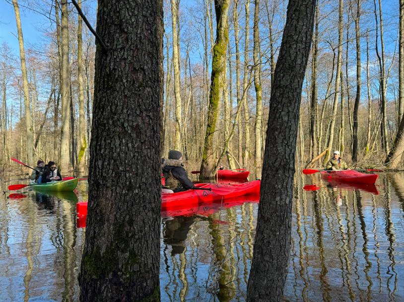 Potvynis Pamaryje baidarės