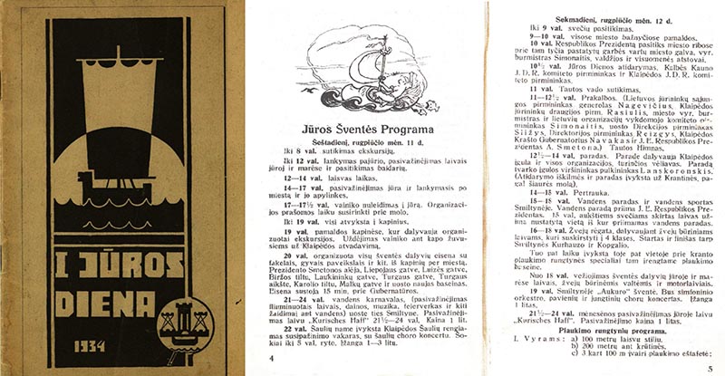 1934 metų Jūros šventės programa
