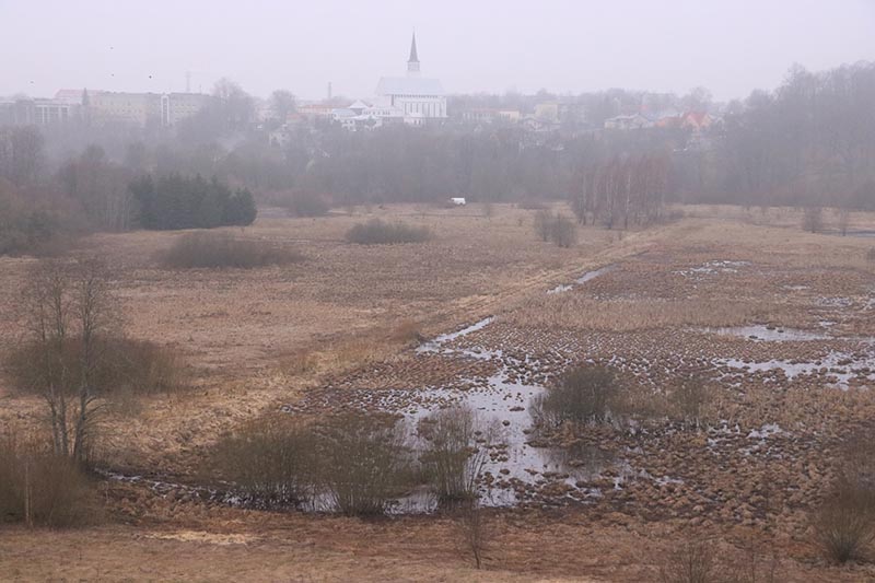 Nuo piliakalnio aikštelės pažvelgus į vakarus, Minijos upės ir Gargždų Šv. Arkangelo Mykolo bažnyčios pusėn, matyti Raganinė. Deniso NIKITENKOS nuotr.