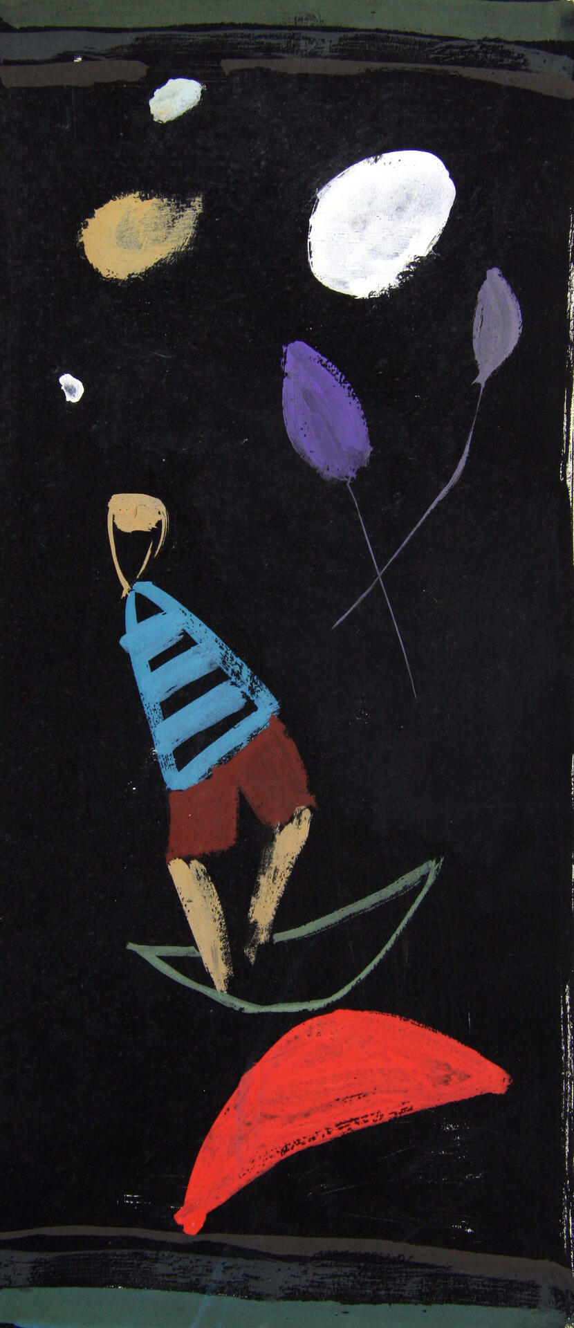 Figūra ir balionai, apie 1955. Guašas, popierius. Rytprūsių krašto muziejus