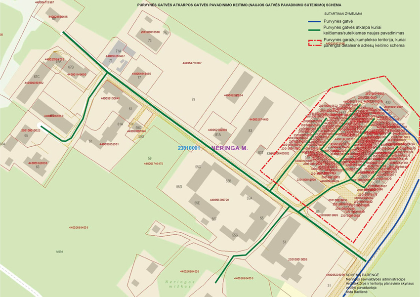 Purvynės gatvės atkarpos pavadinimo keitimo schema