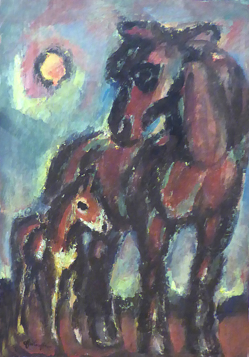 PAVEIKSLAS. Karlo Eulensteino paveikslas „Kumelė su kumeliuku“, 1960 m. 