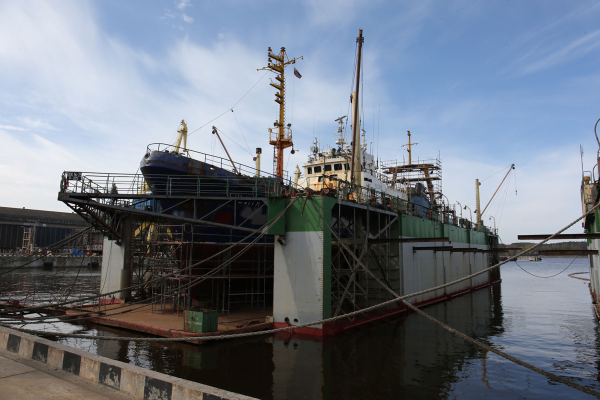 GALIMYBĖS. Bendrovės „Klaipėdos laivų remontas“ dokuose galima remontuoti iki 65 metrų ilgio laivus. 