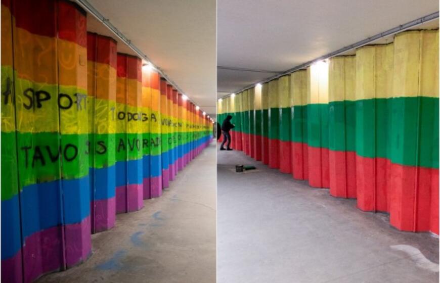 Perėjoje vaivorykštę perdažė trispalvės spalvomis