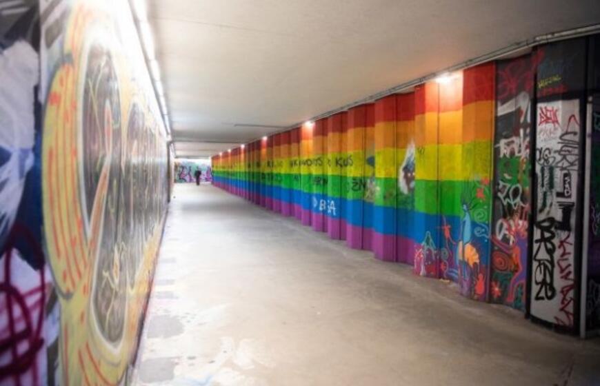 Perėjoje vaivorykštę perdažė trispalvės spalvomis