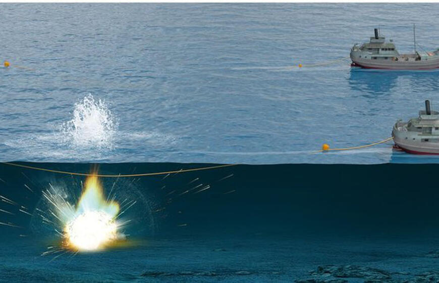 Elektros kabeliai jūroje ieškojo minų ir jas sprogindavo dideliu atstumu nuo laivų (iliustruotosios istorijos nuotr.)