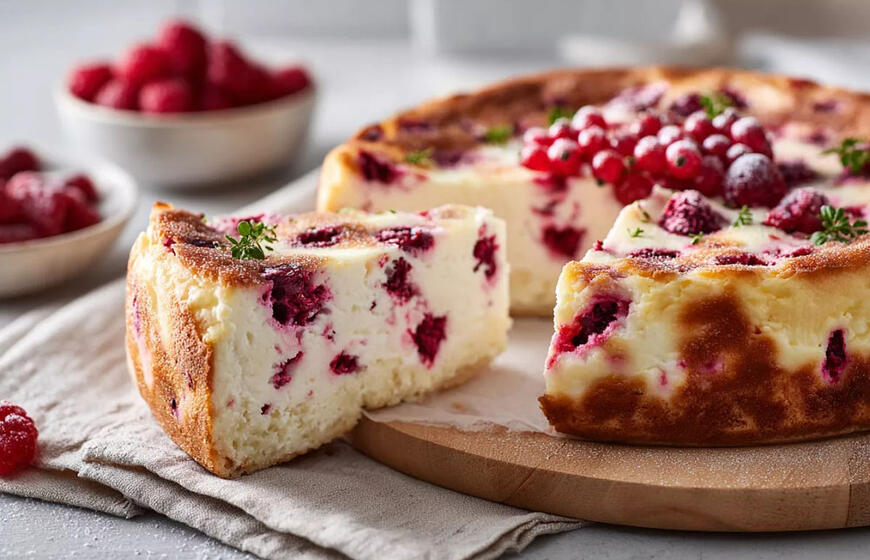 tobulas pyragas su varške ir sodo uogomis