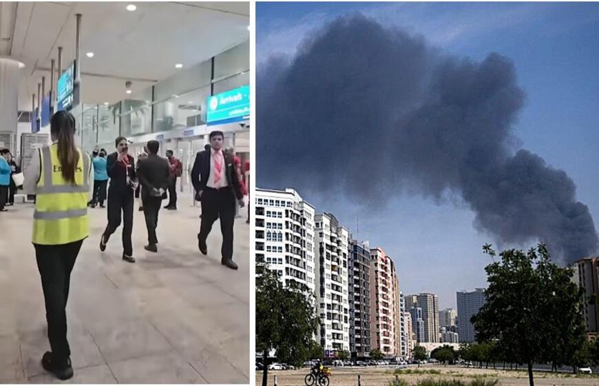 Dubajuje oro uostas ir miestas dūmuose