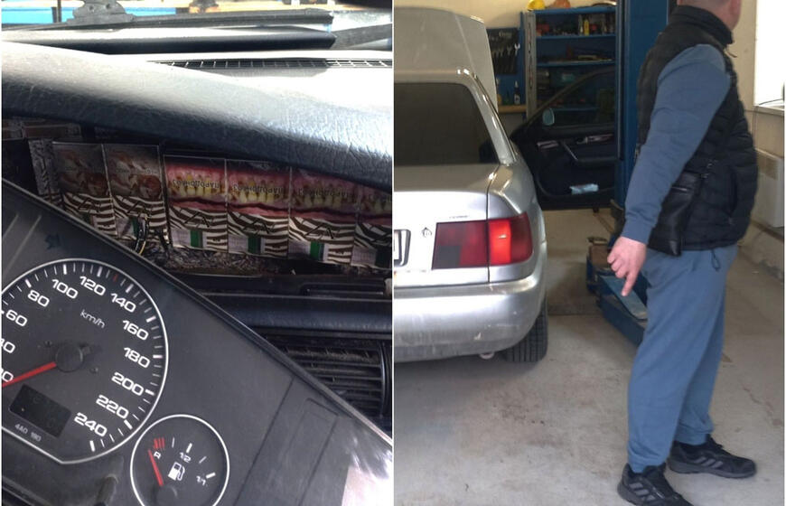 Dieveniškių kilpoje pasieniečiai sulaikė automobilį su slėptuve cigaretėms