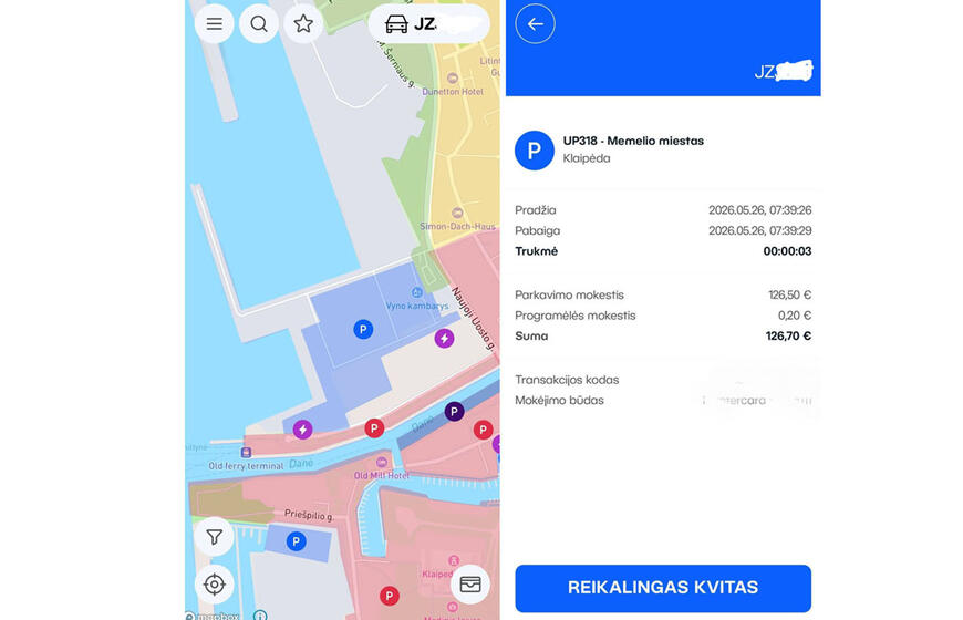 Klaidos UNIPARK parkavimo sistemoje