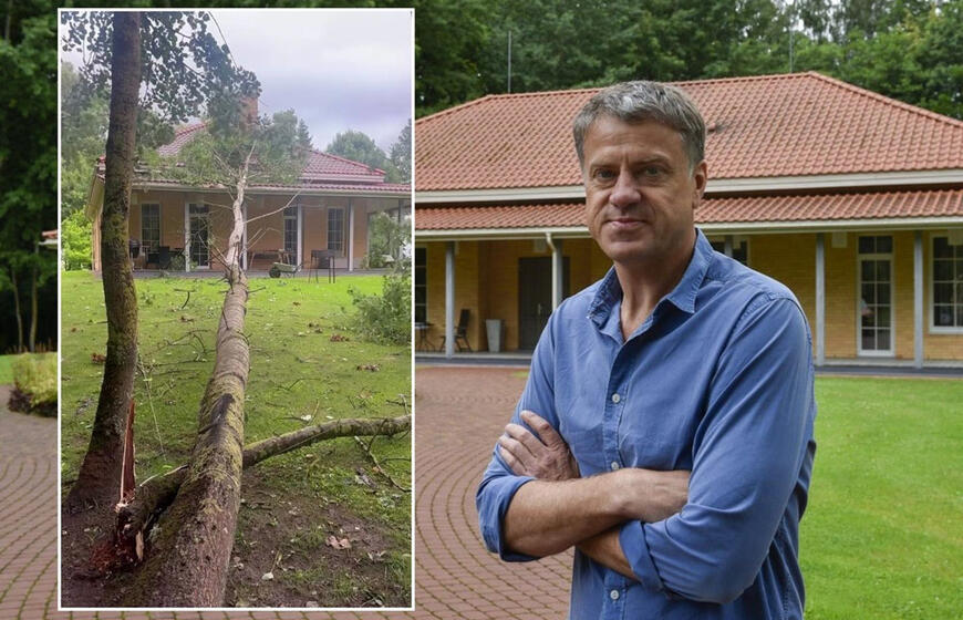 Stiprus vėjas smogė Rolando Skaisgirio sodybai: ant namo užvirto medis