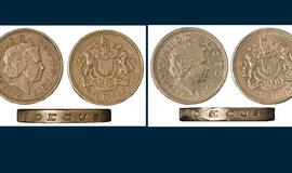 Didžiąją Britaniją užtvindė padirbtos 1 svaro vertės monetos