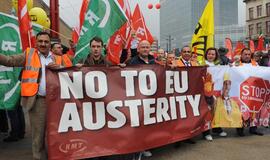 Europos Sąjungos šalių profsąjungos Briuselyje surengė masinę demonstraciją