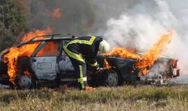 Kelyje Rietavas-Plungė sudegė automobilis