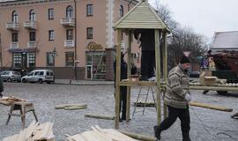 Klaipėdos Teatro aikštėje statomi nameliai Kalėdų prekybai