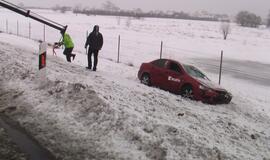 Automagistralėje į griovį nuslydo automobilis