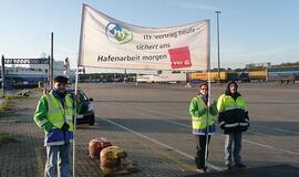 Hamburgo uoste boikotuotas laivas konteinervežis