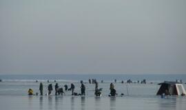 Kuršių mariose ties Preila - šimtai žvejų