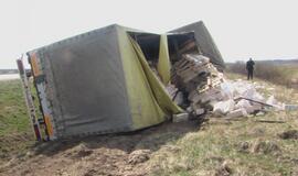 Vilkikas su briketais atsidūrė griovyje