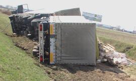 Vilkikas su briketais atsidūrė griovyje