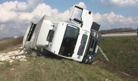 Vilkikas su briketais atsidūrė griovyje