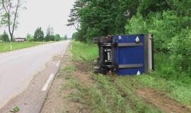 Briedis "nuvertė" vilkiką į griovį