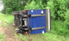 Briedis "nuvertė" vilkiką į griovį