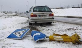 Pagiringas BMW vairuotojas nuvertė kelio ženklą