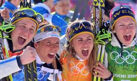 Švedijos olimpinei rinktinei pirmąjį aukso medalį Sočyje pelnė slidininkės
