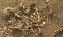 Archeologai atkasė 700 metų senumo rankomis susikibusių skeletų porą