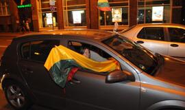 Klaipėdiečiai švenčia Lietuvos krepšininkų pergalę