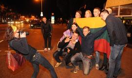 Klaipėdiečiai švenčia Lietuvos krepšininkų pergalę