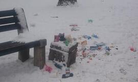 Ąžuolų giraitės parke - perpildytos šiukšliadėžės