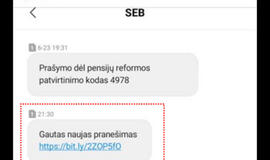 SEB įspėja apie sukčių platinamas SMS žinutes