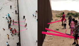 Abipus JAV ir Meksikos sienos įrengtos sūpynės vaikams tapo jaudinamu bendrumo simboliu
