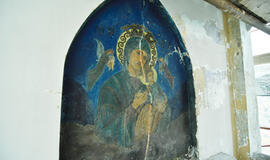 Dabartinis J. Pabrėžos kapo koplyčios freskos vaizdas.