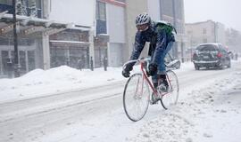 Sniegas, dviratininkas