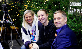 Meda Variakojytė ir treneriai Raimo Reinsalu bei Olga Kovalkova