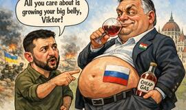 Zelenskio ir Orbano karikatūra