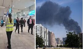 Dubajuje oro uostas ir miestas dūmuose