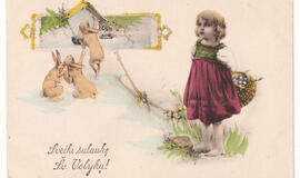 Tarpukario atvirukas su zuikiais