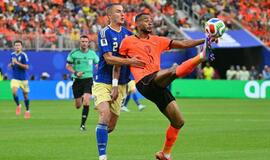 Pasaulio futbolo čempionato rungtynių momentas