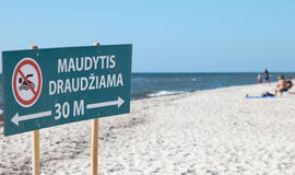 paplūdimys, ženklas, žmonės