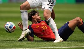 Pasaulio futbolo čempionato rungtynių momentas