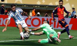 Pasaulio futbolo čempionato rungtynių momentas