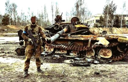 Pamuštas rusų tankas