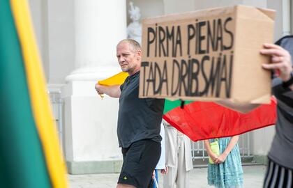 Mitingas prieš Ukrainos vėliavų naudojimą