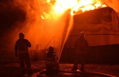 Gaisras po dronų atakos