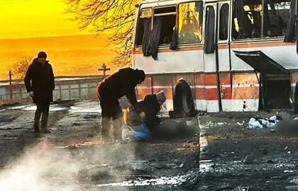 Rusijos taikiniu tapo tarnybinis kalnakasių autobusas