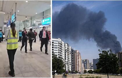 Dubajuje oro uostas ir miestas dūmuose